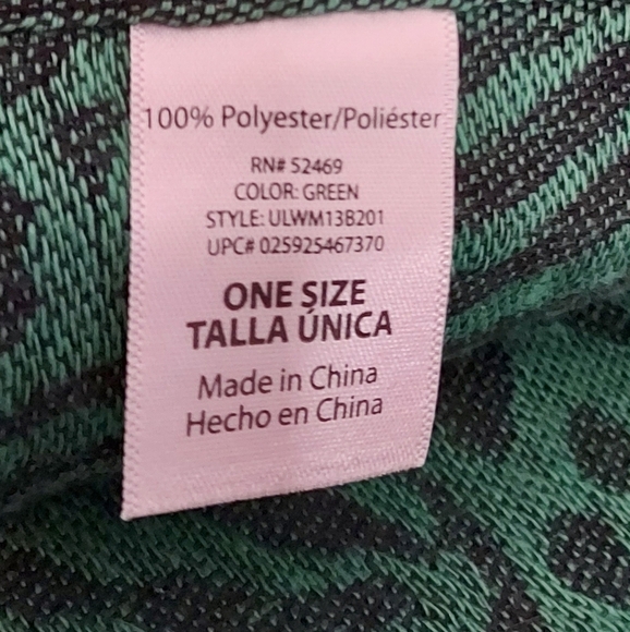 Green/Black Scarf One Size Half Leopard Print - Picture 5 of 5